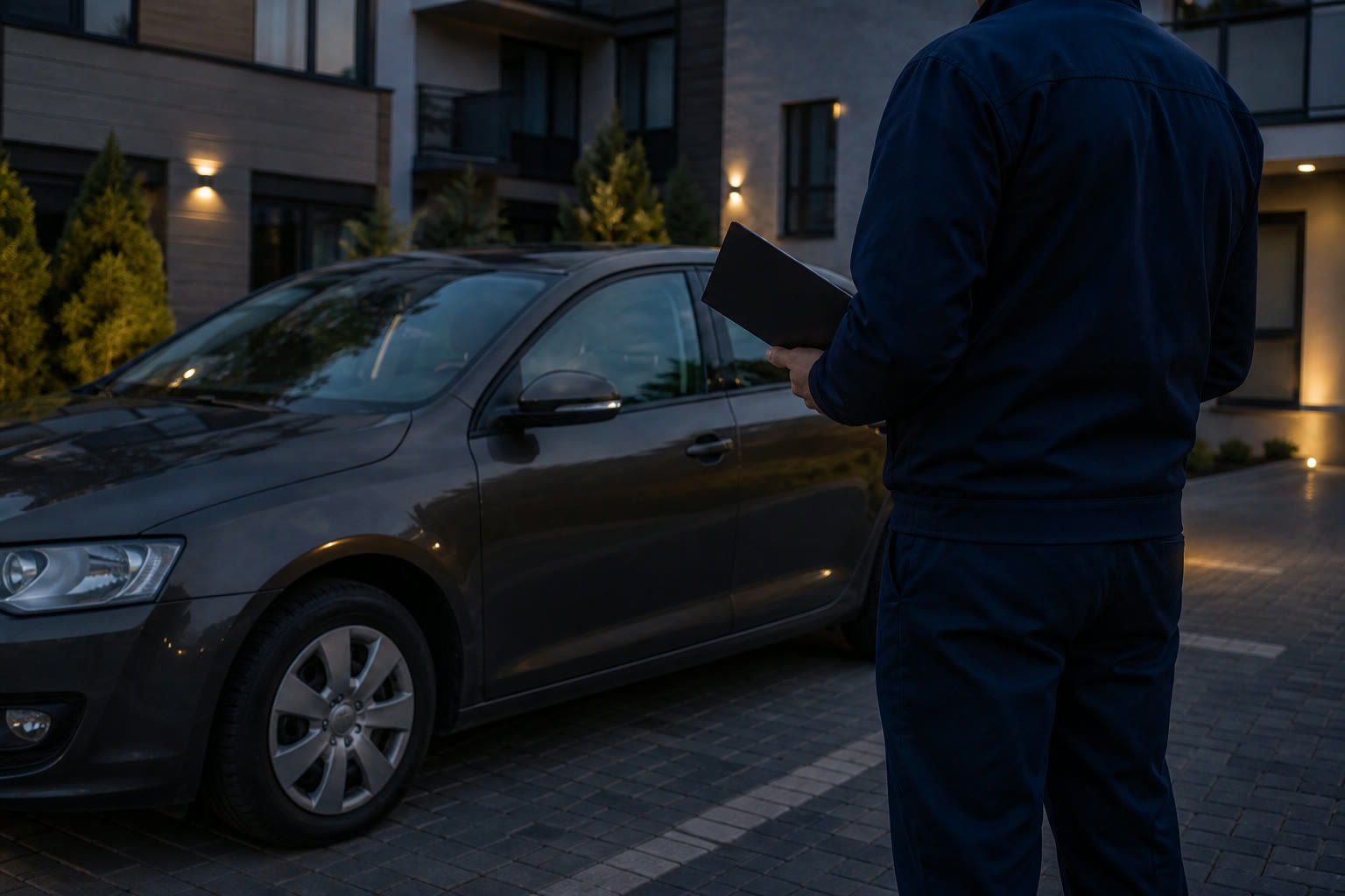 Un lăcătuș evaluează automobilul înaintea aprobării accesului legal